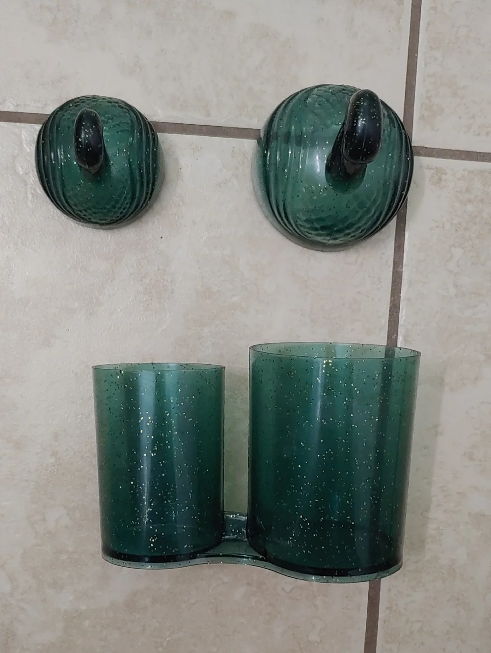 Vintage Green Swan Toiletries Holder For Bathroom Vanity